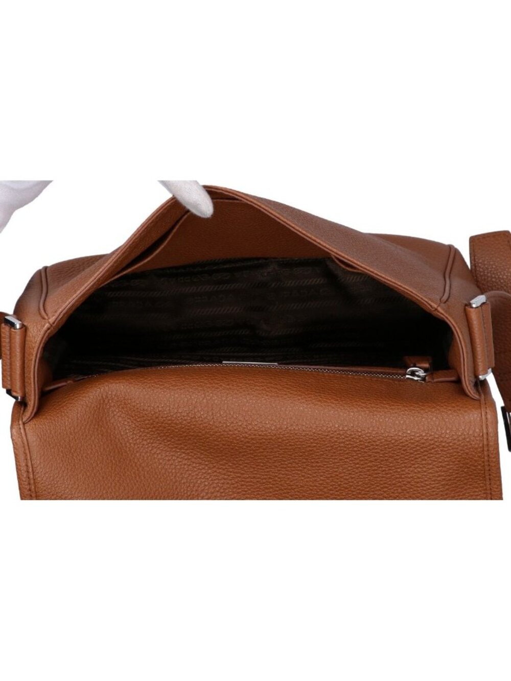 Prada Triangle Logo Calfskin Leather Cross Belt Bag - Picture 6 of 9